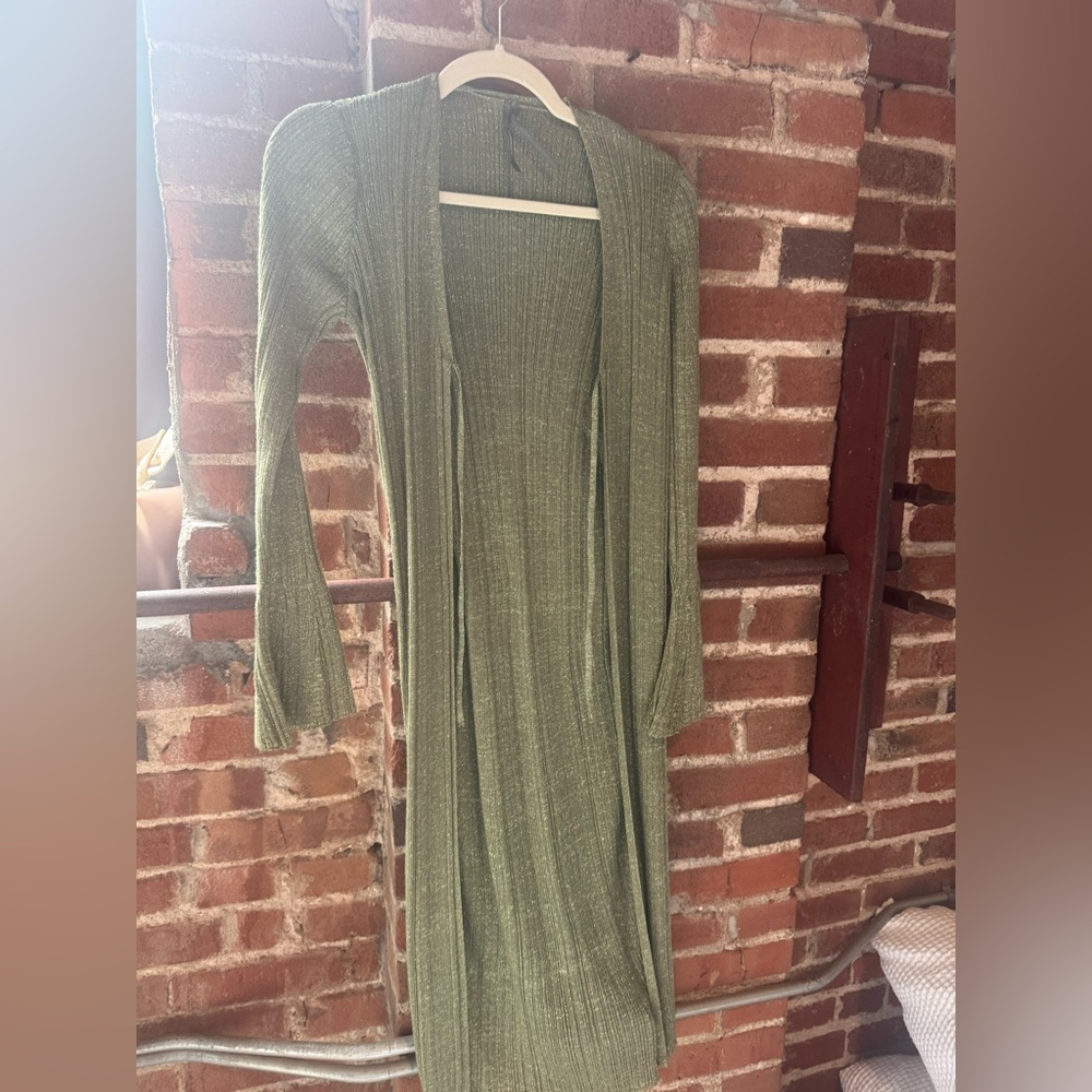 Anthropologie Olive Knit Cardigan Duster / Swimsuit Coverup